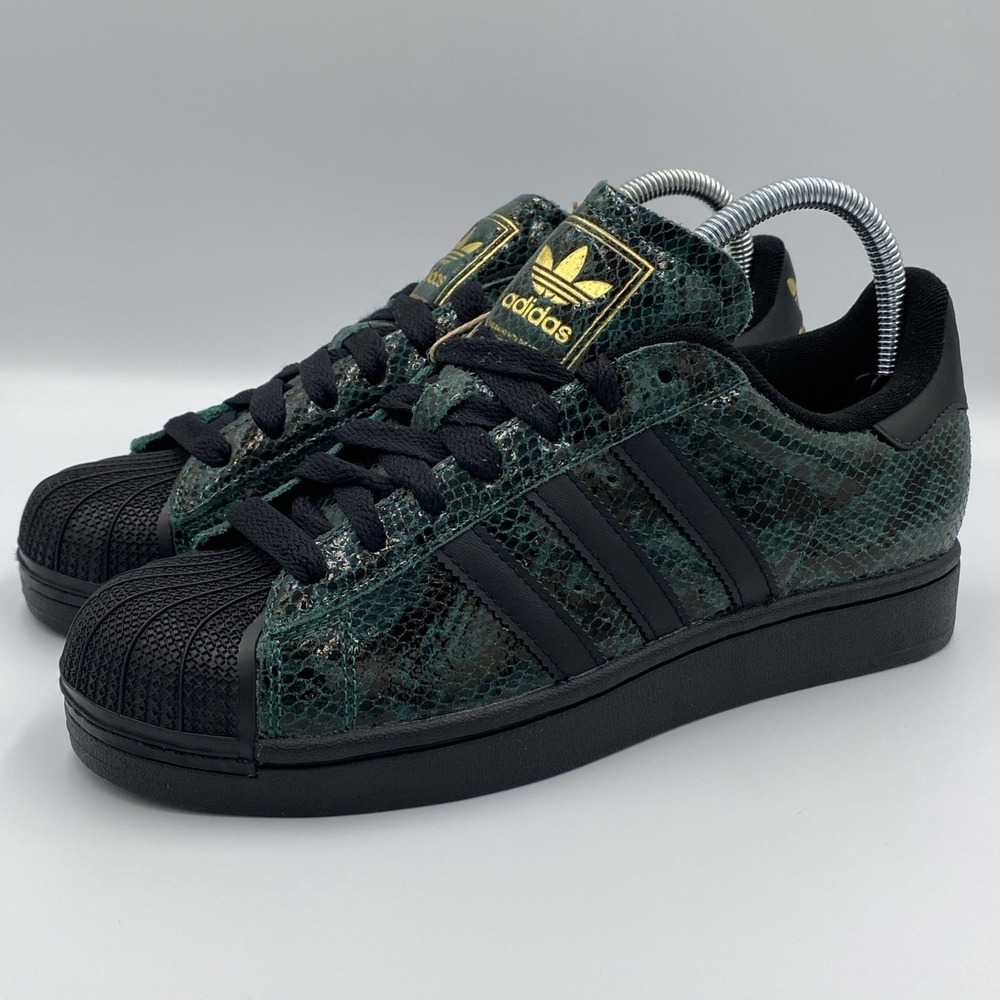 adidas Superstar II Green Snake Print Leather Shoes Women's Size 8.5 JP8159